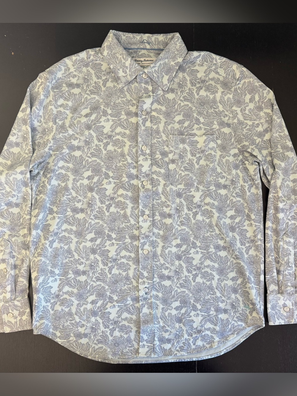 Tommy Bahama San Lucio Stretch Blue & White Floral Button-Down Shirt Sz M